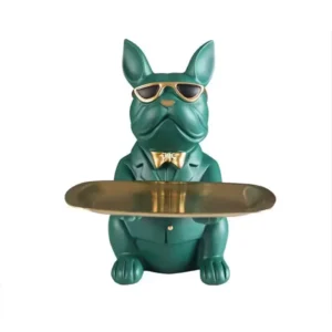 Estátua de Bulldog Multifuncional com Bandeja para Decoração - Modelo 1