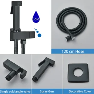 Torneira de Bidê Portátil em Latão Preto - Água Fria