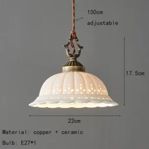 Luminária Pendente Art Deco em Cerâmica com Luz LED - 22cm