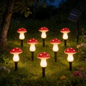 Luzes de Estaca Solar em Formato de Cogumelo com 8/12/20 LEDs
