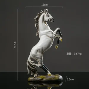 Escultura de Cavalo de Resina Estilo Europeu para Decoração - BRANCO