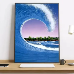 Pôster Vaporwave Japão Praia - Decoração Estética para Ambientes