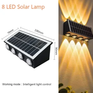 Lâmpada Solar de Parede para Jardim - Iluminação Externa à Prova d'Água