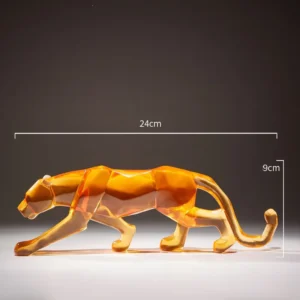 Escultura de Resina Leopardo Transparente para Decoração de Escritório - Modelo 3
