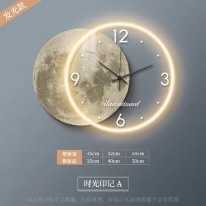 Relógio de Parede Adesivo Lua com Luz LED - Decoração Moderna