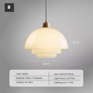 Luminária Pendente Decorativa de Vidro Creme LED E27 para Cozinha e Jantar