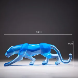Escultura de Resina Leopardo Transparente para Decoração de Escritório - Modelo 2