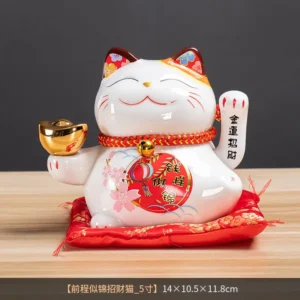 Lâmpada de Cerâmica Gato da Sorte - Decoração Moderna para Casa - Modelo D