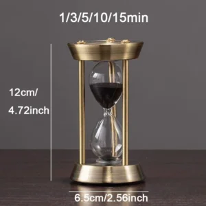 Ampulheta de Metal Retrô para Decoração - 1/3/5/10/15 Minutos - PRETO, 15 Min