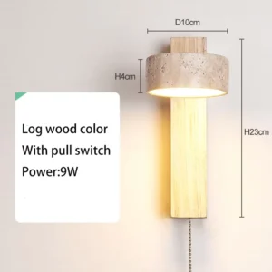 Lâmpada de Parede Amarelo Pedra Travertino com Interruptor LED