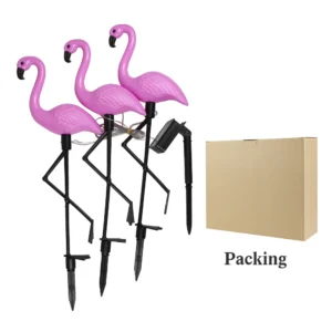 Luminária Solar Flamingo para Jardim e Pátio - Decoração Externa - Modelo A-2