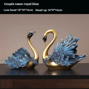 Escultura de Cisne Casal em Resina para Decoração de Sala de Estar