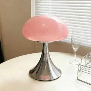 Candeeiro de Mesa Cogumelo Estilo Francês - Iluminação Elegante - Rosa