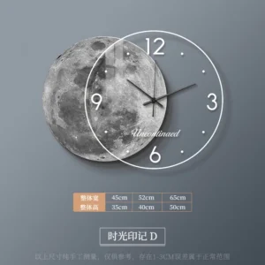 Relógio de Parede Adesivo Lua com Luz LED - Decoração Moderna