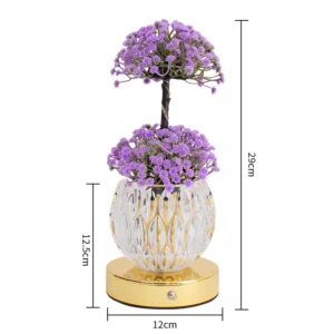 Abajur Tulipa LED Recarregável para Decoração de Mesa - Respiração de Bebê Roxa