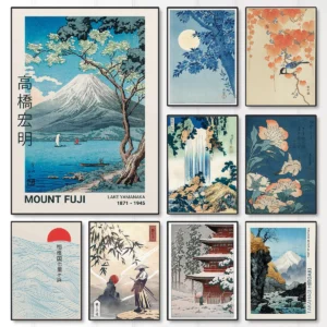 Impressão em Tela do Monte Fuji com Flores de Cerejeira - Decoração Moderna