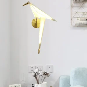 Lâmpada de Parede Pássaro Dourada para Decoração Elegante