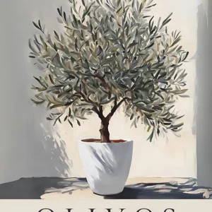 Quadro Decorativo Abstrato de Oliveira e Limão para Sala e Quarto