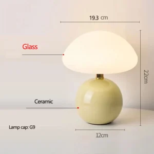 Candeeiro de Mesa Cogumelo de Cerâmica Estilo Nórdico