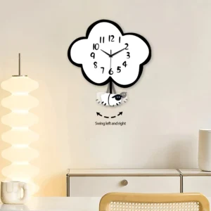 Relógio de Parede Grande em Madeira com Design de Nuvem - Silencioso