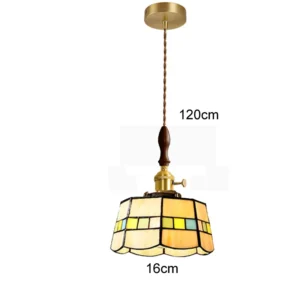 Luminária Pendente Tiffany Colorida Retrô para Sala e Restaurante - F