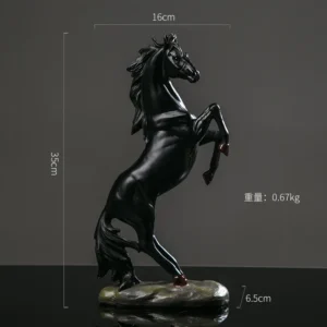 Escultura de Cavalo de Resina Estilo Europeu para Decoração - PRETO