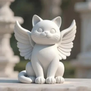 Estatueta de Gato Anjo Decorativa para Casa e Escritório
