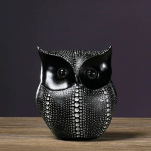 Estátuas Decorativas de Coruja em Resina - Preto e Branco - BRANCO