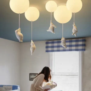 Lustre Infantil Moderno de Acrílico em Forma de Urso - Iluminação Decorativa
