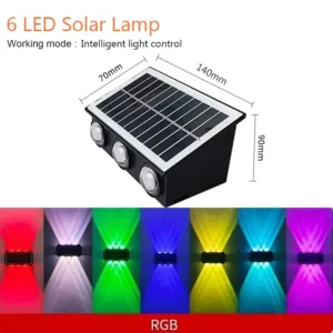 Lâmpada Solar de Parede para Jardim - Iluminação Externa à Prova d'Água