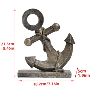 Decoração Vintage de Âncoras e Rodas de Navio em Resina para Casa e Bar - Bronze Antigo