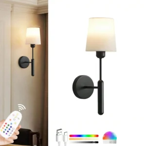 Luz de Parede Recarregável com Controle Remoto - 15 Cores - Preto-1Pacote