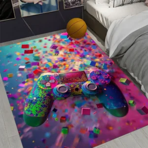 Tapete Gamer Antiderrapante para Meninos - Decoração Moderna - Laranja, 120x160cm