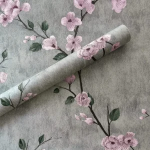 Papel de Parede Floral Cinza Autoadesivo Removível - Decoração Prática - CINZA