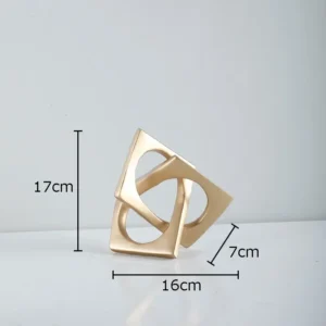 Estátua Abstrata Geométrica Dourada para Decoração de Mesa - Dourado-P