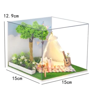 Quebra-Cabeça 3D Mini Casa de Boneca de Madeira com Móveis - H029-B Com Tampa