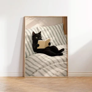Pôster de Gato Preto para Decoração de Quarto e Estudo