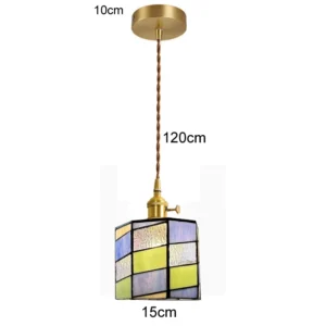 Luminária Pendente Tiffany Colorida Retrô para Sala e Restaurante - C