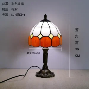 Candeeiro de Mesa Tiffany Retrô em Vidro Decorativo