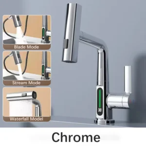 Torneira de Cozinha Inteligente com Display Digital e Rotação 360° - Cromado