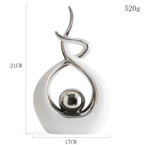 Escultura de Cerâmica Abstrata Dourada para Decoração Moderna - Branco Pequeno