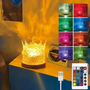 Luminária Noturna com Efeito de Ondas de Água - Abajur Decorativo