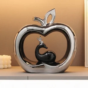 Enfeite de Maçã em Cerâmica para Decoração Criativa de Casa - Prata Preta, 25.5x8x26cm