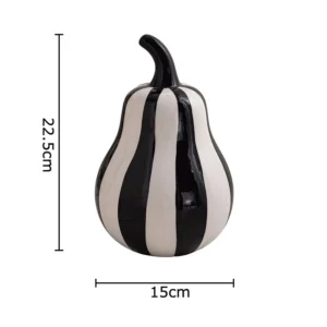 Escultura de Cerâmica Minimalista em Preto e Branco - Maçãs e Pêra - Pêra Grande