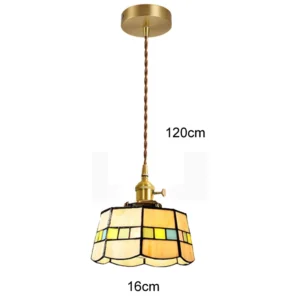 Luminária Pendente Tiffany Colorida Retrô para Sala e Restaurante - E