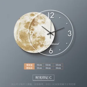 Relógio de Parede Adesivo Lua com Luz LED - Decoração Moderna
