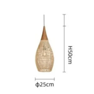 Luminária Pendente Vintage de Vime Estilo Japonês E27