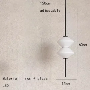 Luminária Pendente LED Moderna de Vidro Branco com Fio Dourado e Preto