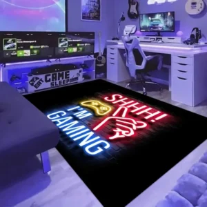 Tapete Neon Cyberpunk para Jogos - Antiderrapante e Lavável - 120x160cm, Cor 3