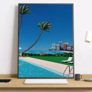 Pôster Vaporwave Japão Praia - Decoração Estética para Ambientes